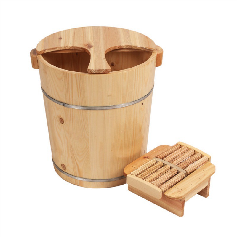 Warm Foot Bath Bucket, Traditional Xizang Foot Bath Bucket, Foot Bath Bucket, Solid Wood Foot Bath Bucket, Small Deep Bucket with Lid Wooden Bucket