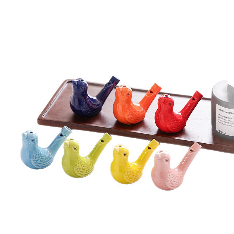 Factory Direct Sales Wholesale Ceramic Whistle New Style with Rope Water Bird Whistle Children's Toys Scenic Area Ocarina Pendant Stall