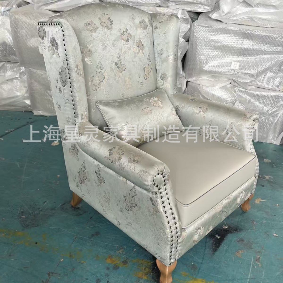American-Style Retro Tiger Chair, Light Luxury Single Sofa Set, Small Apartment Reclining Balcony Leisure Floral Lazy Sofa
