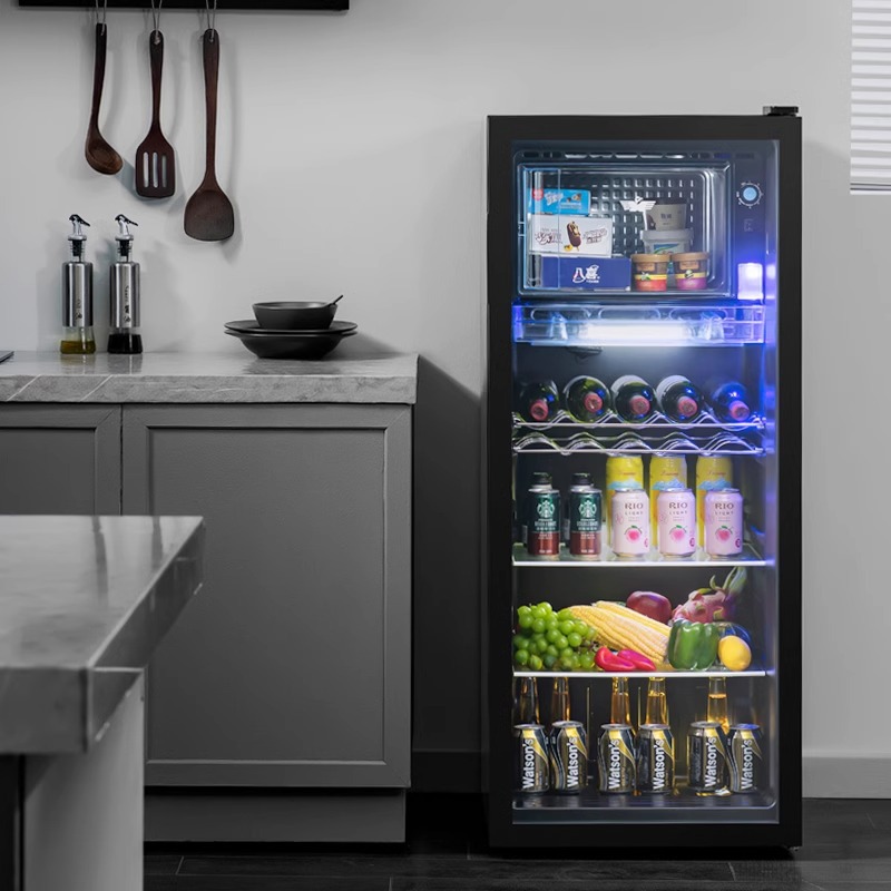 Xinfei Ice Bar Home Refrigerator Transparent Fridge Office Large Capacity Tea Wine Beverage Preservation Cabinet Temperature Control