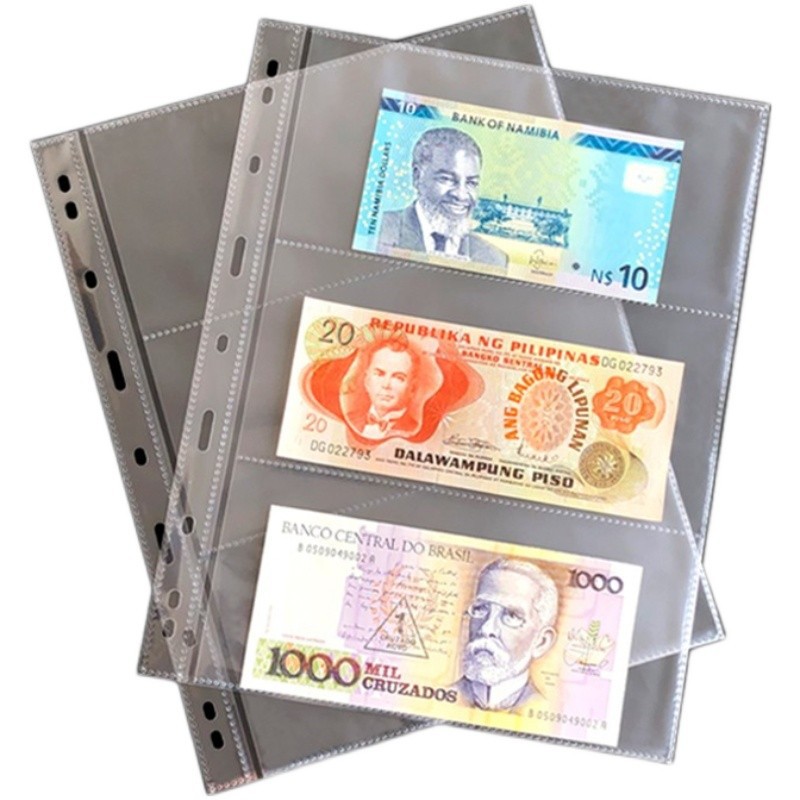Mingtai Nine-Hole Loose-Leaf Standard Pp Soft Inner Pages Transparent Double-Sided 3-Line Banknote Commemorative Banknote Collection Album Loose-Leaf