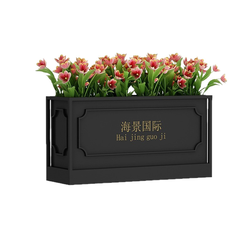 Outdoor stainless steel wrought iron municipal flower box planting box outdoor milk tea shop with partition fence square courtyard flower bed