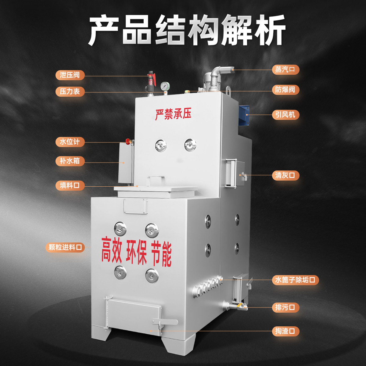 Horizontal Steam Boiler Coal-Fired Wood-Fired Commercial Brewing Edible Fungi Sterilization Steamed Buns Medicinal Materials Reverse-Burning Smokeless Boiler