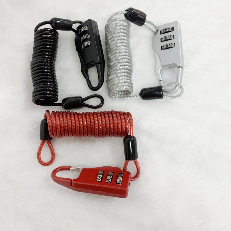 Password Steel Wire Rope Lock for Electric Vehicles, Motorcycle Helmet Lock, Spring Rope Lock, Travel Luggage Lock, Anti-Theft Safety Lock