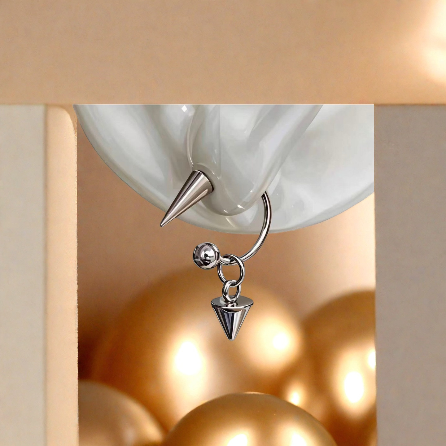 Cross-Border Exquisite High-End Stainless Steel Niche Ear Bone Nail Pointed Cone Earrings Piercing Jewelry Versatile Earrings Earrings