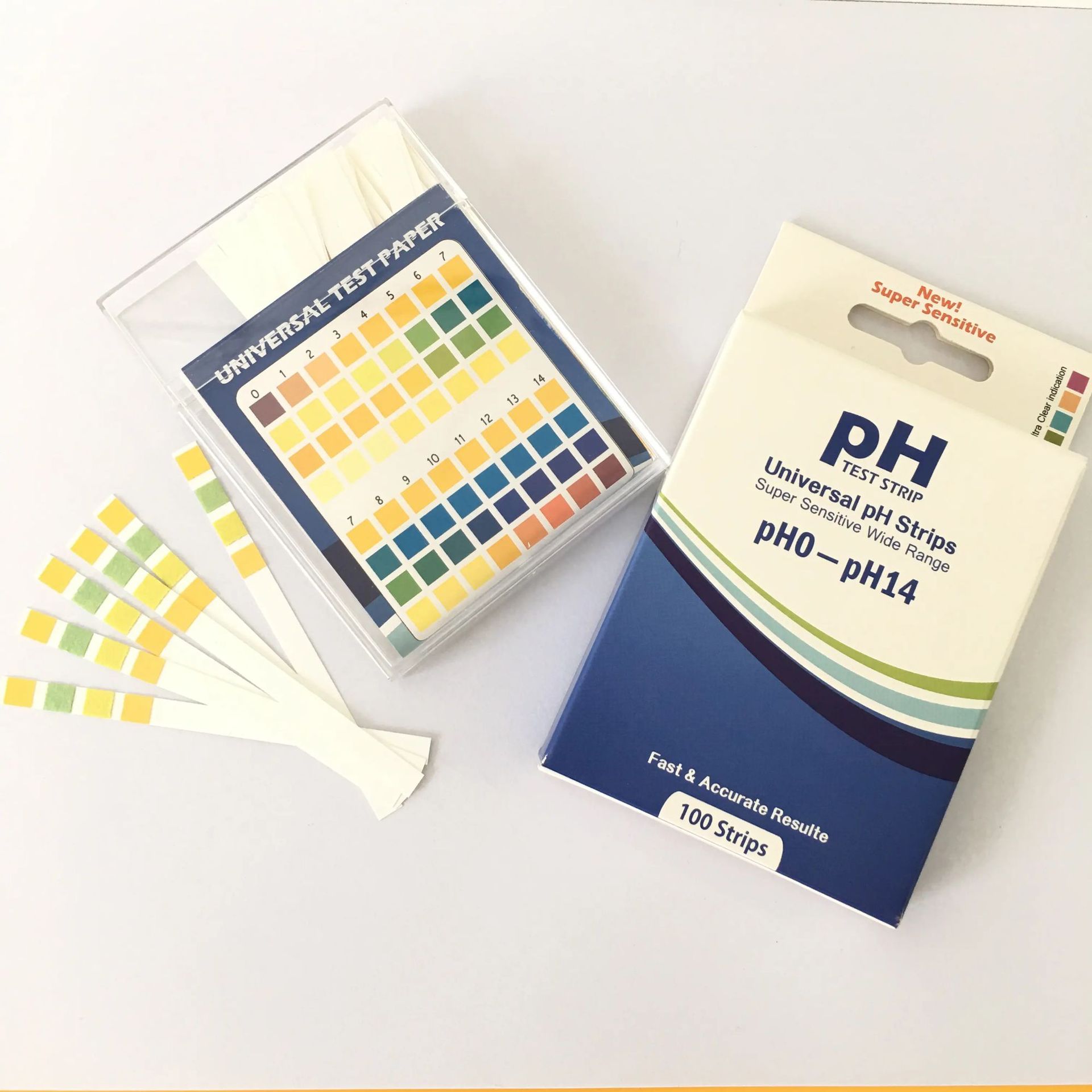 Тестовая бумага pH для электронной коммерции, акриловая коробка, тест на кислотно-щелочной баланс, 0-14pH, 100 штук