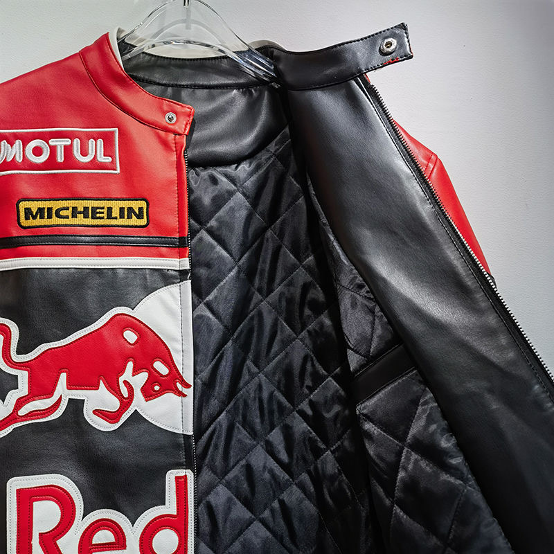 F1 Racing Suit Red Bull Leather Jacket Harley Motorcycle Riding Suit Motorcycle Jacket Short Cotton