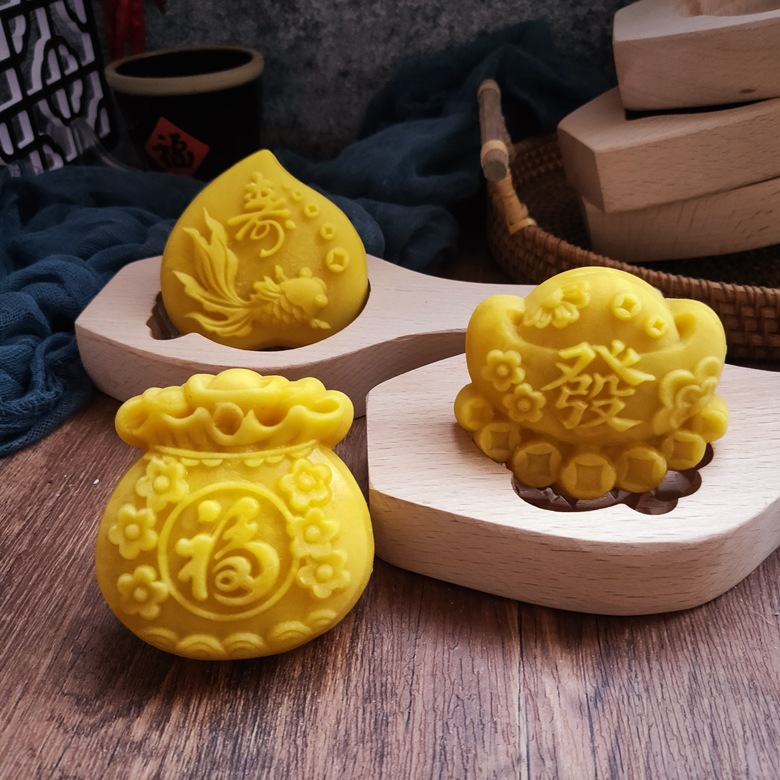 New Wooden Baking Mold New Year Steamed Pattern Steamed Bread Noodles Fish Knock Noodles Cage Fish Print Steamed Bread Wooden Mold