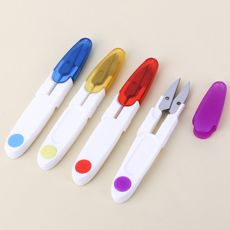 Plastic Yarn Scissors, Colorfulful U-Shaped Household Thread Scissors, Bagged Cross-Stitch Thread Scissors, Fishing Line Scissors, Sewing Scissors