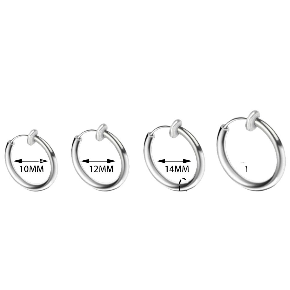 Korean Style Men's Stainless Steel Hoop Simple Earrings Without Pierced Ears, Personalized and Versatile, Fashionable Spring Ear Clip and Ear Wire Hoop