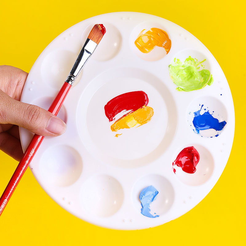 Cross-border children's art painting plastic round palette 10 holes round palette pigment palette dish