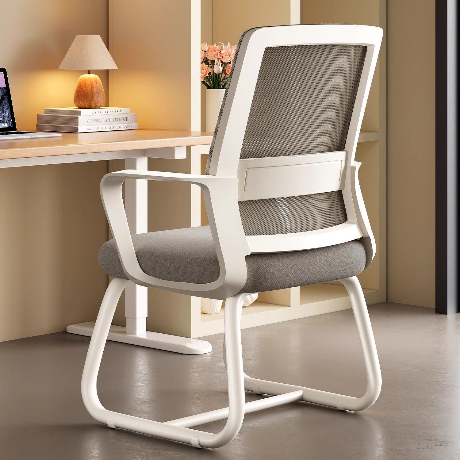 Comfortable Chair for Long Sitting, Suitable for Studying, Home Use, Bow-Shaped Dormitory Chair, Reception Chair, Desk Chair, Office Chair, Computer Chair