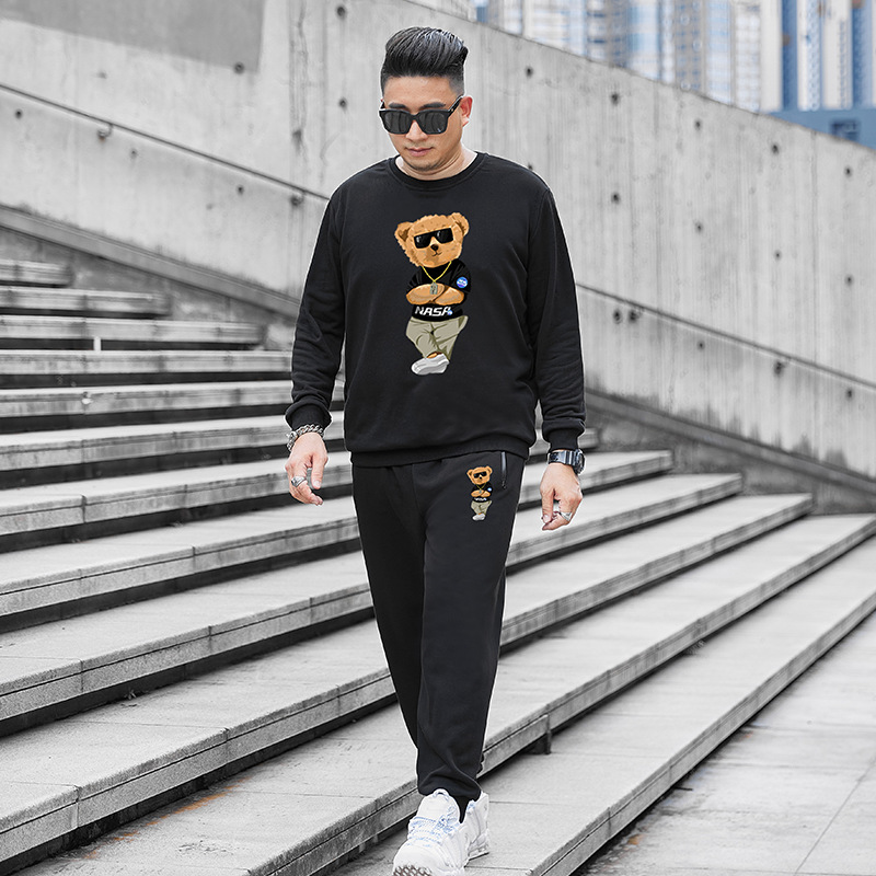 DW1042-DK2042 extra large size 400kg sports cotton tall lengthened suit fat sweater pants