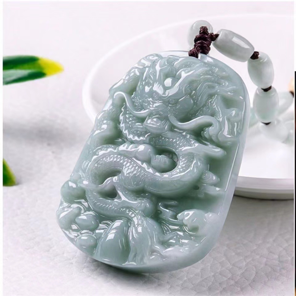Longteng Four Seas Jade Jade Dragon Pendant Authentic A Goods Aggressive Thick Zodiac Dragon Pendant Men's Necklace