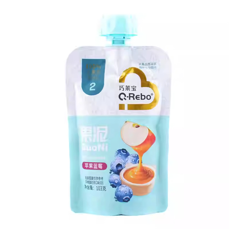 Qiaolaibao Fruit Puree 103g Apple, Yellow Peach, Strawberry, Banana Fruit Puree Without Additives for Infants and Young Children Blueberry