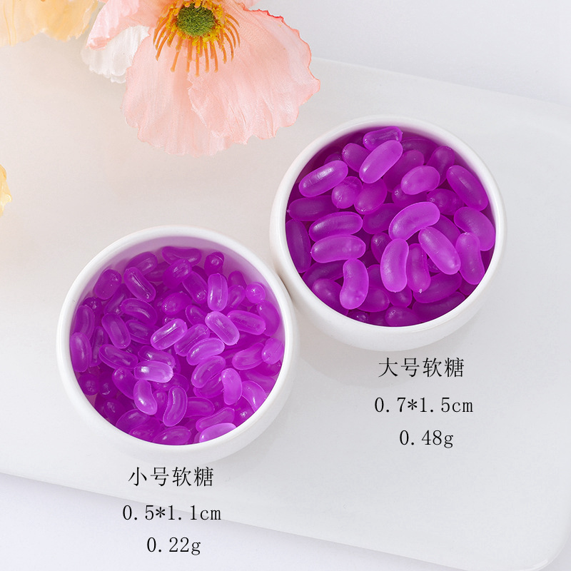 Large Jelly Accessories Jelly Color Jelly Bean PVC Fruit Rainbow Sugar Resin Jelly Bean Silicone Pinch
