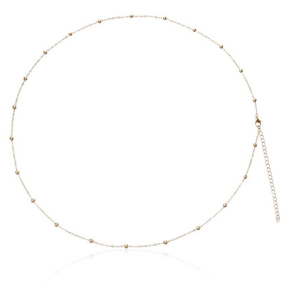 European and American cross-border sexy women's body chain summer beach casual metal jewelry simple clip ball bead waist chain
