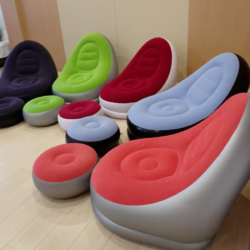 Cross-border Lazy Inflatable Sofa Foldable Recliner Outdoor Sofa with Pedal Combination Lazy Sofa Flocking Sofa