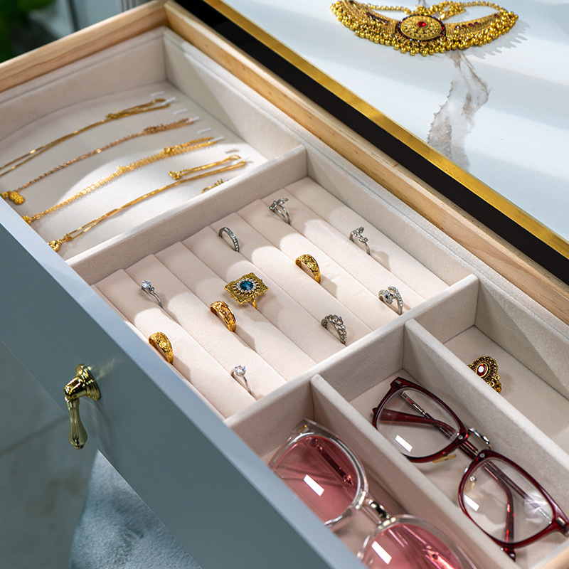 Индивидуальная ювелирная коробка, бархатная подставка для колец, хранения ожерелий и серег, футляр для часов, поднос для хранения на туалетном столике