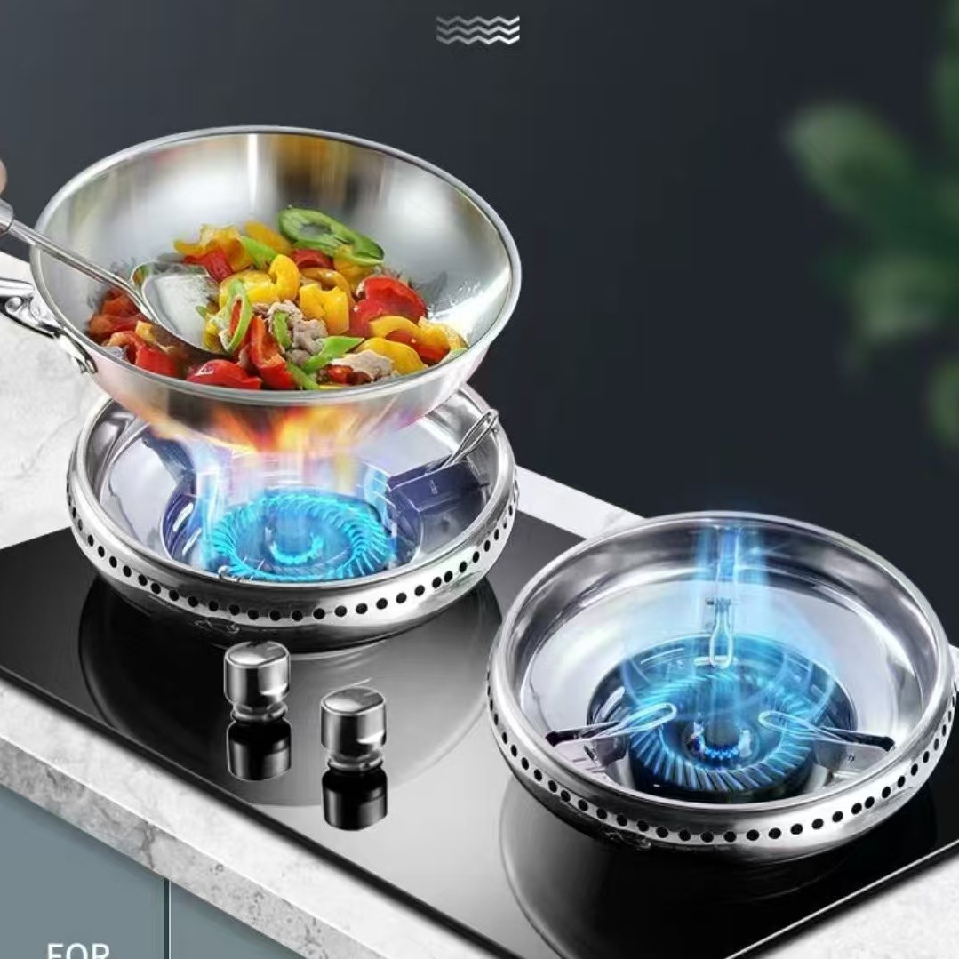 Double-Layer Stainless Steel Gas Stove Windproof Cover Energy-Saving Cover Fire Ring Gas Stove Bracket Accessories Household