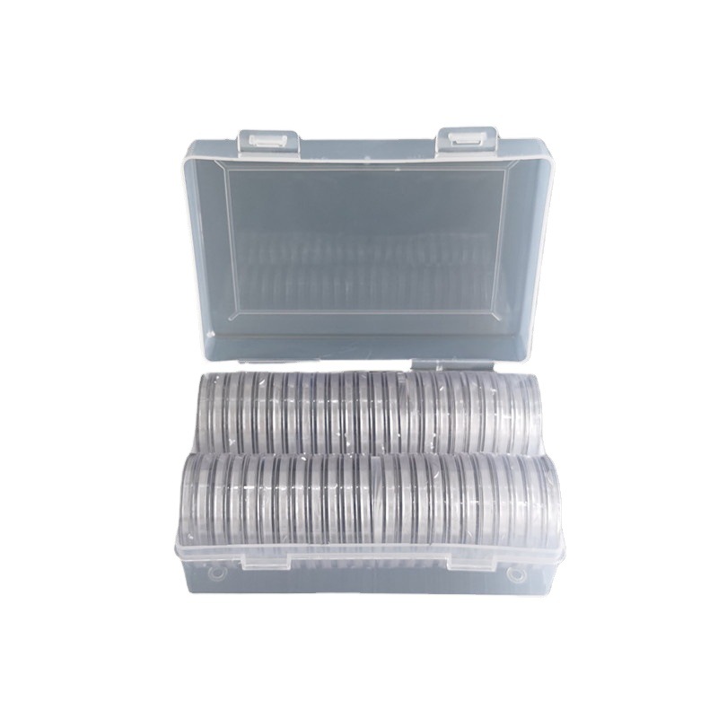 Silver storage box contains 50 40mm round boxes commemorative coins round box storage box Yuan Datou commemorative medallion storage box
