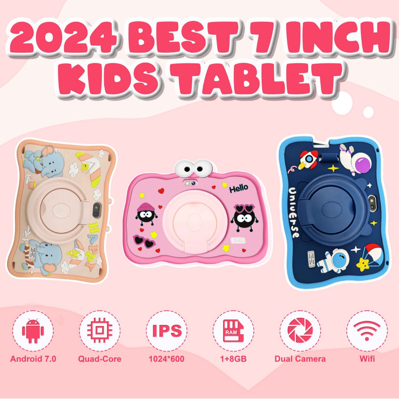 New in stock wholesale 7 inch wifi android tablet learning tutor machine with IWAWA children tablet