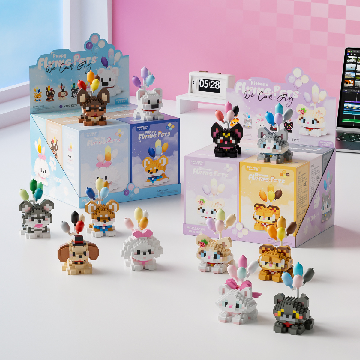 Around the cute pet cat dog micro particle building block gift puzzle toy compatible with Lego wholesale stall