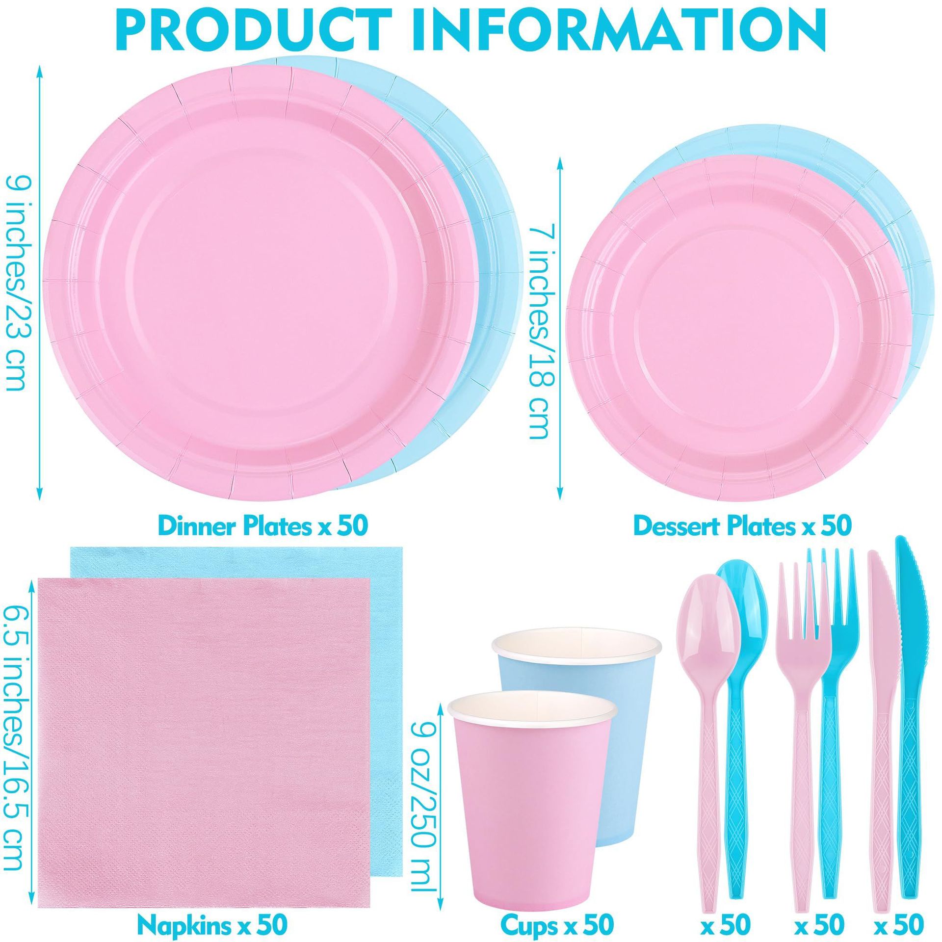 Cross-Border Amazon Best-Selling Solid Color Party Supplies Disposable Tableware Set Paper Cups Paper Towels Disposable Paper Plates