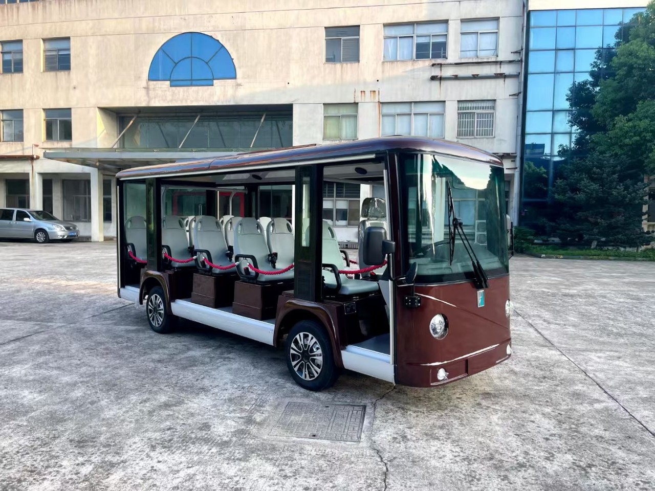 14 Seats Electric Sightseeing Car, Semi-Enclosed Scenic Spot Tour Sightseeing Car