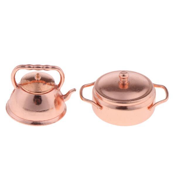 1:12 doll house simulation mini copper pot set of 3 Kitchen restaurant ornaments