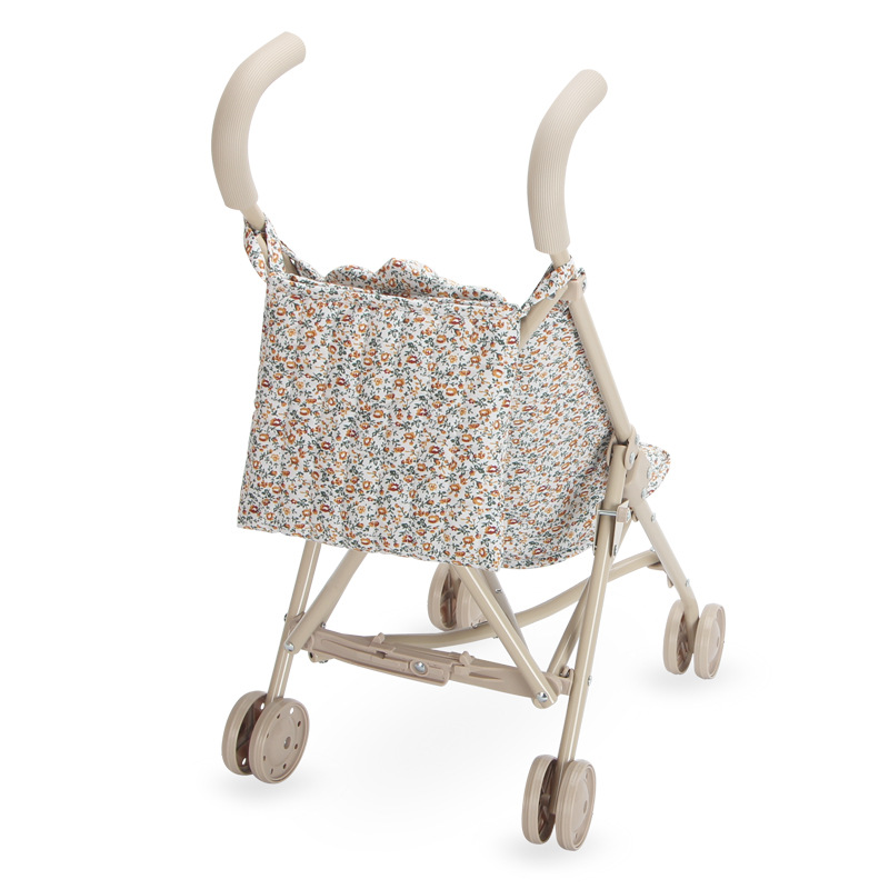 Vintage Ins Nordic Style Toy Baby Walking Artifact Cute Small Floral Doll Cart Simulation Baby Carriage