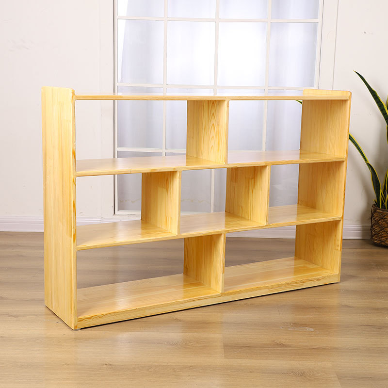 Kindergarten teaching aids cabinet Oak camphor Pine solid wood lattice cabinet children's bookcase Montessori locker teaching aids cabinet