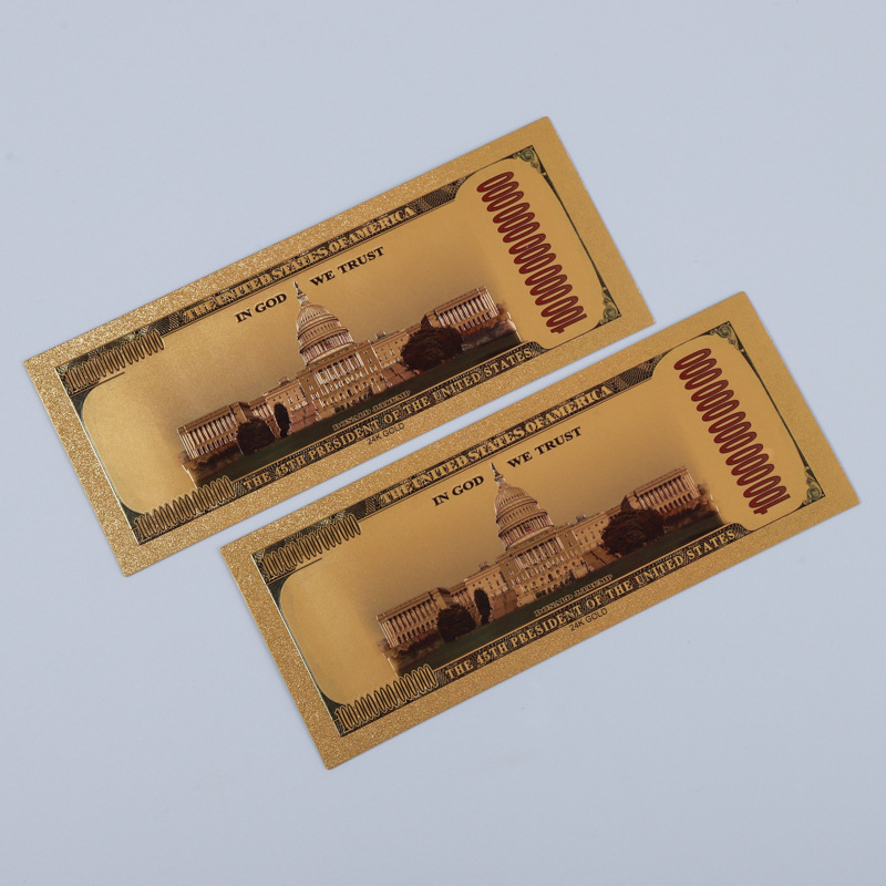 Manufacturer's Supply Plastic Gold Foil Banknotes Colorful Dollar Collection Coins Toy Props Coins Creative Commemorative Banknotes Wholesale