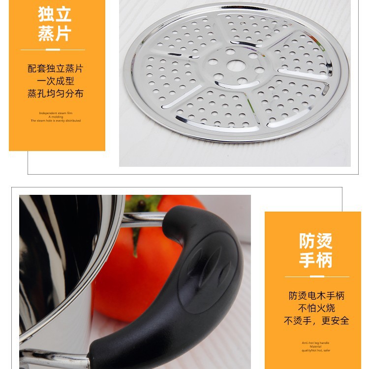 Small Stainless Steel Steamer for Home Use, Single Layer, Small Induction Cooker, Gas Steaming and Cooking All-In-One Pot, Multifunctional Mini Gold Small