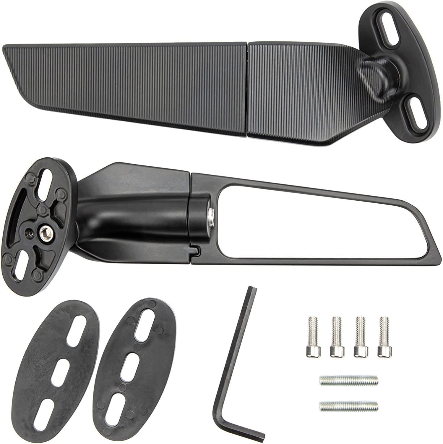 Motorcycle Accessories Suitable for Kawasaki Yamaha Wind Knife Fixed Wing Rearview Mirror Large Mirror Panel Modified Rearview Mirror