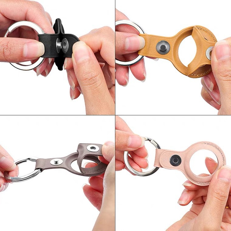 Suitable for Apple Airtag Leather Protective Case PU Leather Case Keychain iPhone Tracker Foreign Trade Anti-lost Anti-drop