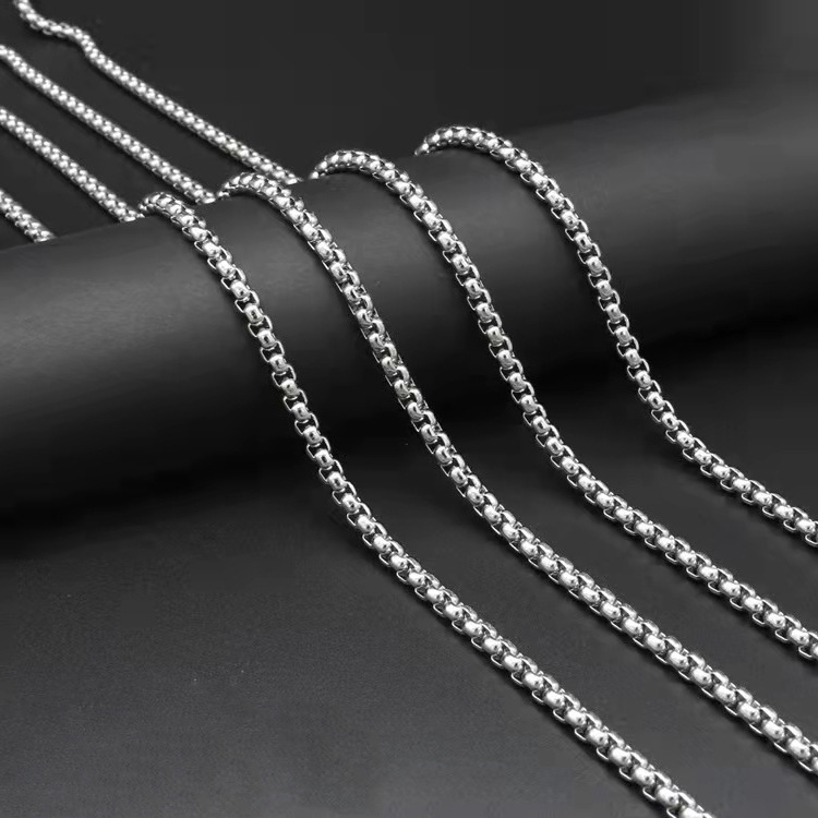 Кросс-бордерная цепочка из нержавеющей стали, квадратная жемчужная цепочка, мужское ожерелье из титана, модные ювелирные изделия в стиле хип-хоп с цепочкой для свитера