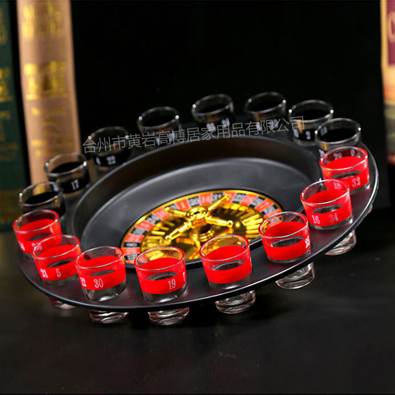 Factory wholesale 16-hole Russian roulette wine glass turntable carousel wine glass game KTV roulette game toy