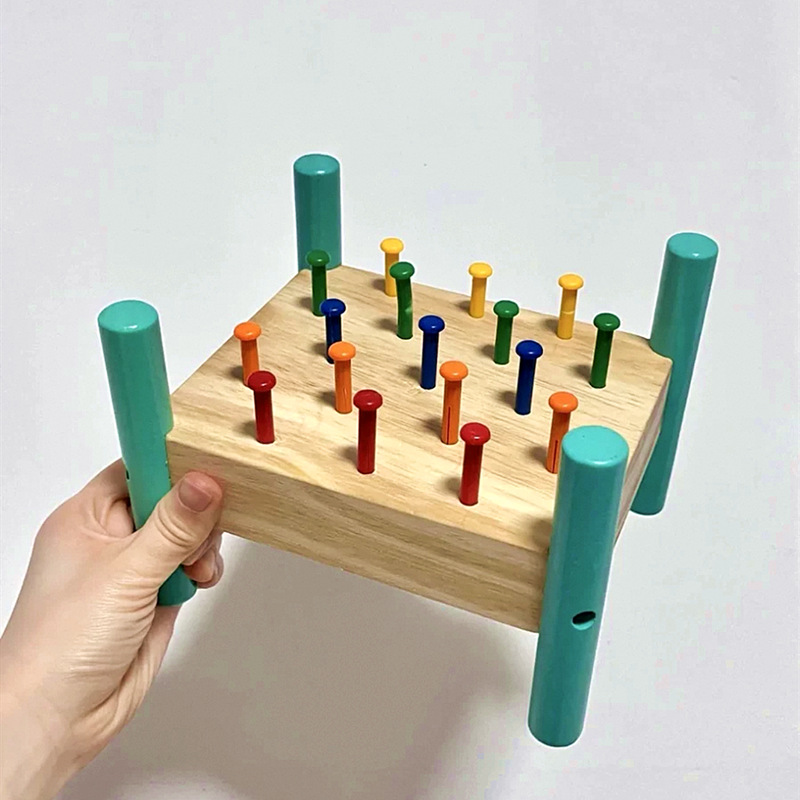 Монтессори обучающие пособия деревянный молоток для забивания гвоздей координация рук и глаз раннее образование 3 года обучающие игрушки