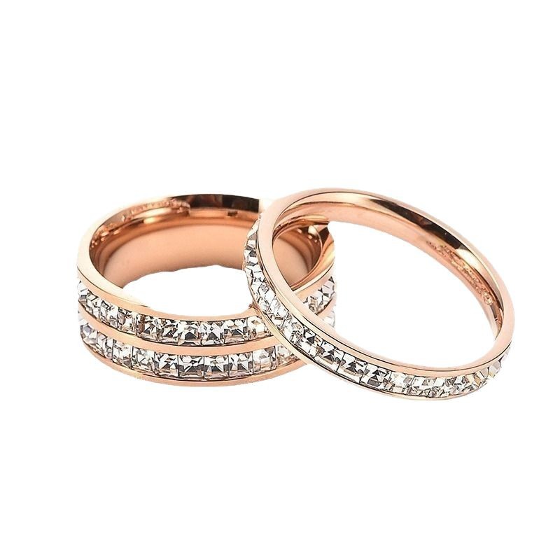 Light Luxury High-grade Men's and Women's Star Ring Single Double Ring Titanium Steel No Falling Color Set Diamond Couple Ring Hot in stock