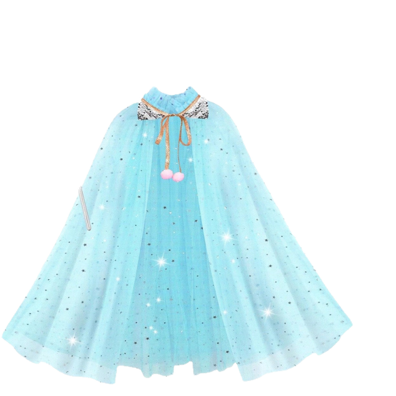 11-Piece Set of Export Kidsren's Fairy Cape Cape Crown Peach Heart Necklace Ring Earrings Princess Cape Set