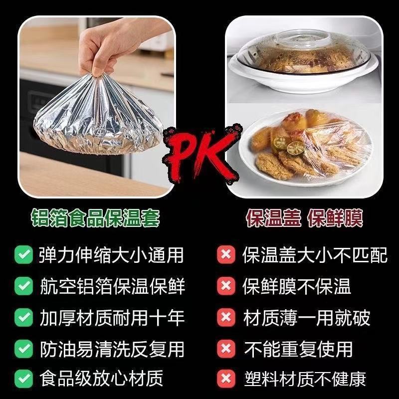 Space Meal Insulation Cover Food Grade Aluminum Foil Insulation Film Dining Table Insulation Cover Washable Kitchen Plastic Wrap Insulation