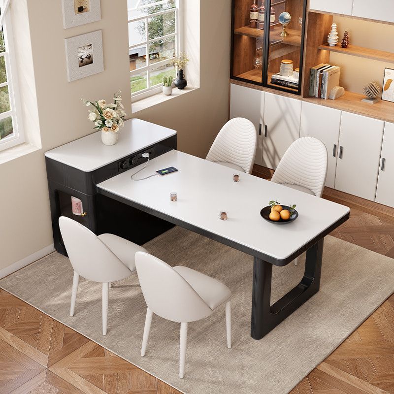 Multifunctional All-In-One Fully Foldable Small Island Dining Table Modern Minimalist Design Solid Wood Dining Table and Chairs Small Island Table