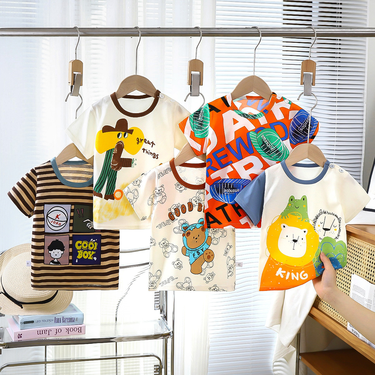 Детская футболка с коротким рукавом из хлопка для девочек, летняя, новая, мальчиковская куртка