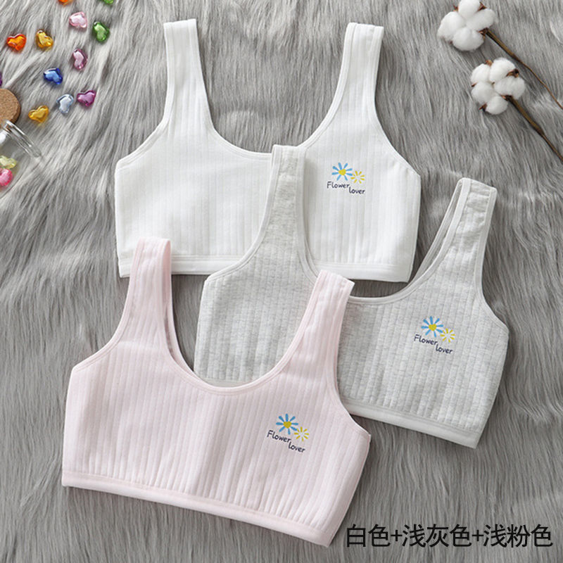 [In stock and fast delivery] Cotton student development period double-layer underwear 6-15 years old primary school students anti-convex girls