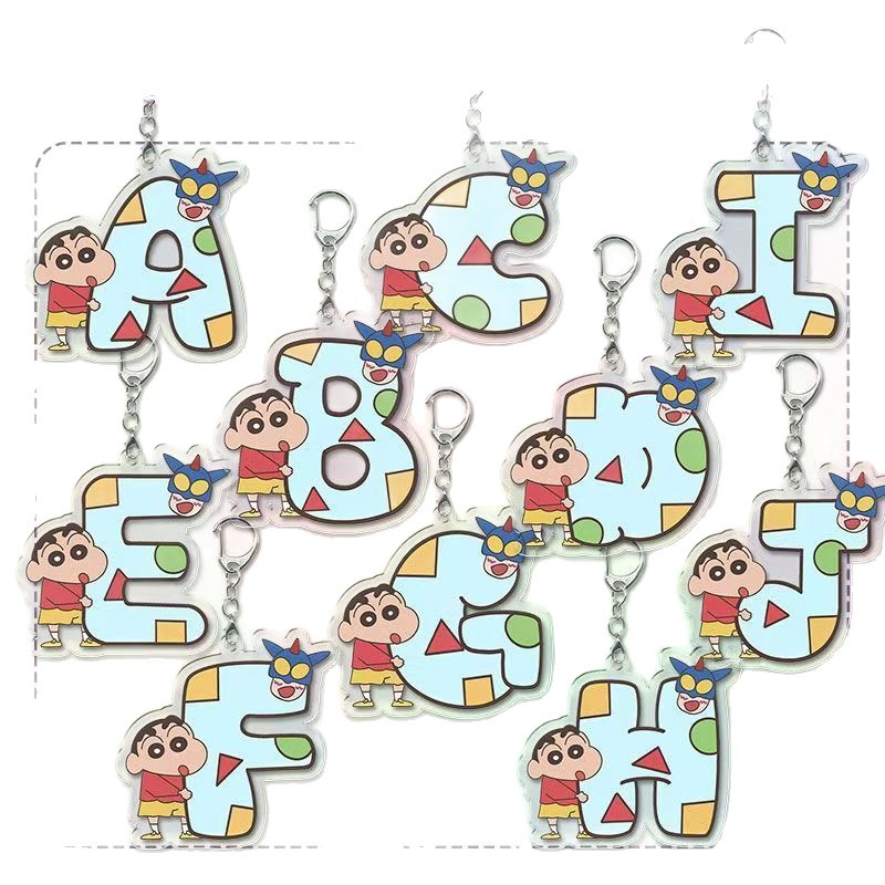 Crayon Shin-Chan Letter Acrylic Mobile Phone Chain Cute Pendant Student Jewelry School Bag Mobile Phone Pendant Gift