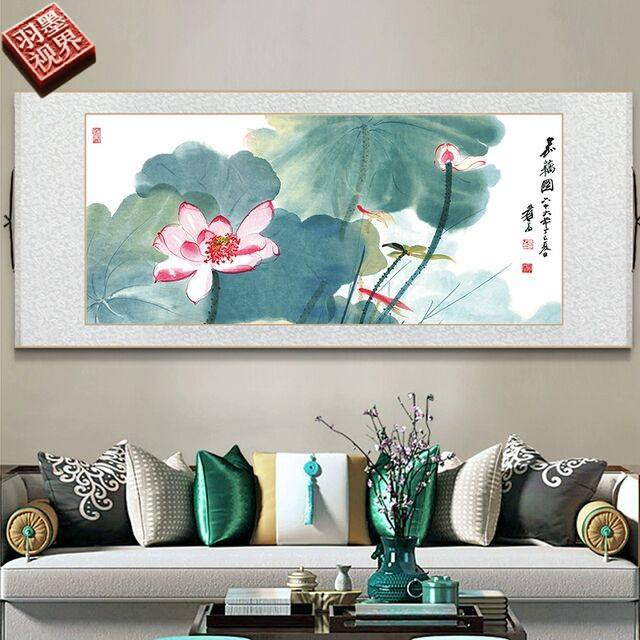 Известная картина свежего лотоса, китайская живопись в китайском стиле, декор для гостиной, свиток для подвешивания, офис, кабинет, чайная комната, настенная роспись
