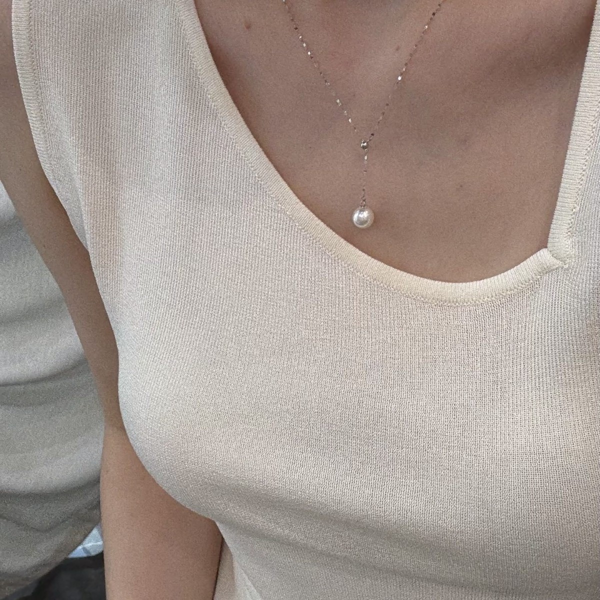 Pt900 Platinum Accessories Platinum Tile Y-Shaped Necklace Regulator Adjusts Length and Length with 8-9mm 045Wyp