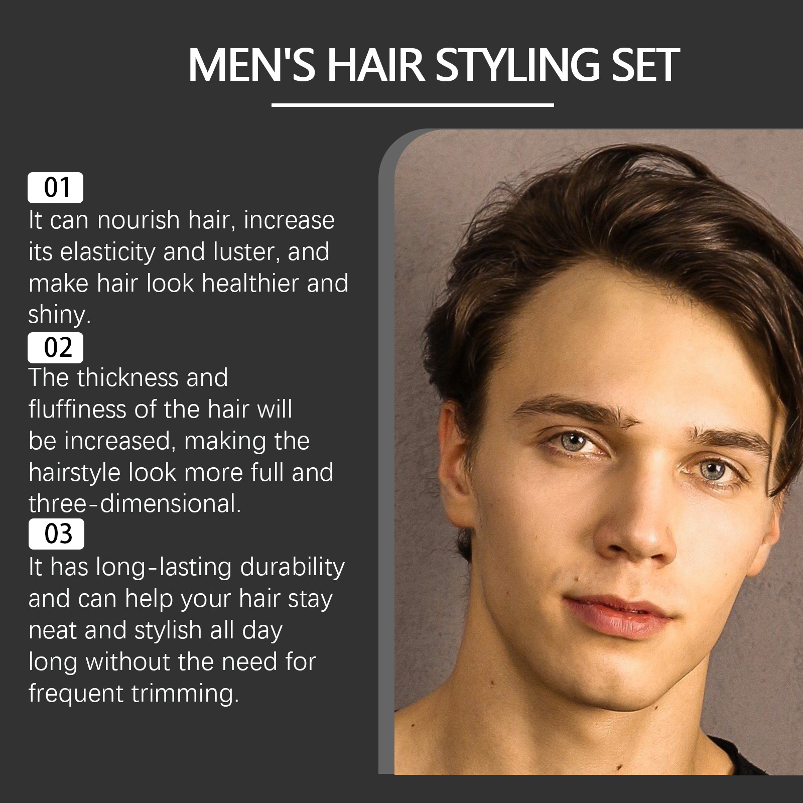 East Moon Men's Hair Styling Set Hair Styling Refreshing and Non-Greasy Natural Hair Wax