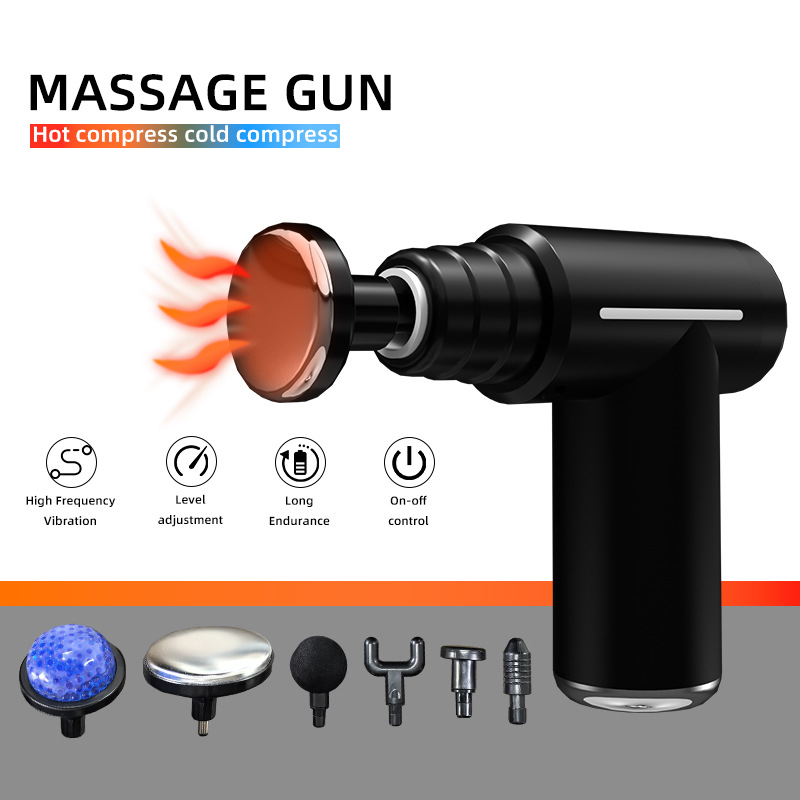 Cross-Border Russian Popular Fascia Gun Hot Compress Fitness Electric Impact Gun Muscle Relaxation Cold Compress Fascia Gun Massage